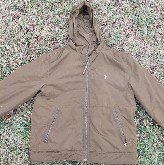 OLIVE GREEN Y2K VINTAGE POLO Ralph Lauren Coat Men sz L - Picture 1 of 6